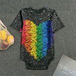 LGBT Pride Rainbow Heart Stones Print Men's Bodysuit