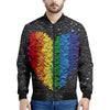 LGBT Pride Rainbow Heart Stones Print Men's Bomber Jacket