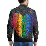 LGBT Pride Rainbow Heart Stones Print Men's Bomber Jacket
