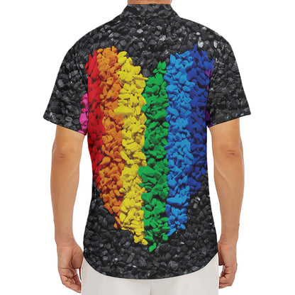 LGBT Pride Rainbow Heart Stones Print Men's Deep V-Neck Shirt