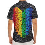 LGBT Pride Rainbow Heart Stones Print Men's Deep V-Neck Shirt