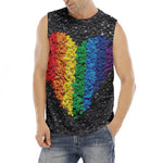 LGBT Pride Rainbow Heart Stones Print Men's Fitness Tank Top