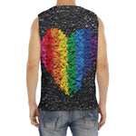 LGBT Pride Rainbow Heart Stones Print Men's Fitness Tank Top