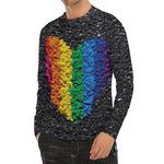 LGBT Pride Rainbow Heart Stones Print Men's Long Sleeve Rash Guard