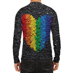 LGBT Pride Rainbow Heart Stones Print Men's Long Sleeve Rash Guard