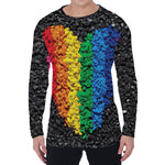 LGBT Pride Rainbow Heart Stones Print Men's Long Sleeve T-Shirt