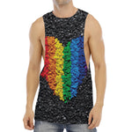 LGBT Pride Rainbow Heart Stones Print Men's Muscle Tank Top