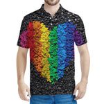 LGBT Pride Rainbow Heart Stones Print Men's Polo Shirt