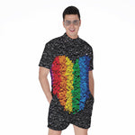 LGBT Pride Rainbow Heart Stones Print Men's Rompers