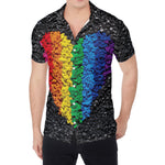 LGBT Pride Rainbow Heart Stones Print Men's Shirt