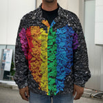 LGBT Pride Rainbow Heart Stones Print Men's Shirt Jacket