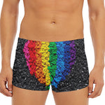 LGBT Pride Rainbow Heart Stones Print Men's Short Boxer Briefs