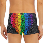 LGBT Pride Rainbow Heart Stones Print Men's Short Boxer Briefs