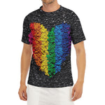 LGBT Pride Rainbow Heart Stones Print Men's Short Sleeve Rash Guard