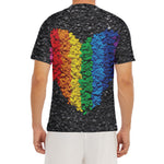LGBT Pride Rainbow Heart Stones Print Men's Short Sleeve Rash Guard