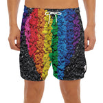 LGBT Pride Rainbow Heart Stones Print Men's Split Running Shorts