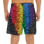 LGBT Pride Rainbow Heart Stones Print Men's Split Running Shorts