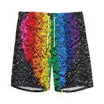 LGBT Pride Rainbow Heart Stones Print Men's Sports Shorts