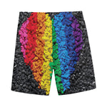 LGBT Pride Rainbow Heart Stones Print Men's Sports Shorts