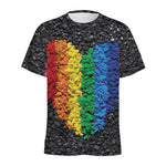 LGBT Pride Rainbow Heart Stones Print Men's Sports T-Shirt