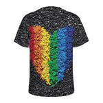 LGBT Pride Rainbow Heart Stones Print Men's Sports T-Shirt