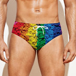 LGBT Pride Rainbow Heart Stones Print Men's Swim Briefs