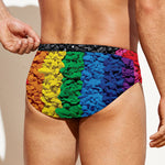 LGBT Pride Rainbow Heart Stones Print Men's Swim Briefs