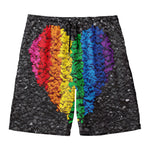 LGBT Pride Rainbow Heart Stones Print Men's Swim Trunks