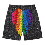 LGBT Pride Rainbow Heart Stones Print Men's Swim Trunks