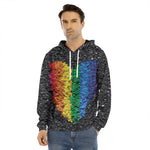 LGBT Pride Rainbow Heart Stones Print Men's Velvet Pullover Hoodie