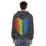 LGBT Pride Rainbow Heart Stones Print Men's Velvet Pullover Hoodie