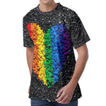 LGBT Pride Rainbow Heart Stones Print Men's Velvet T-Shirt