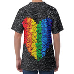 LGBT Pride Rainbow Heart Stones Print Men's Velvet T-Shirt