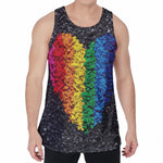 LGBT Pride Rainbow Heart Stones Print Men's Velvet Tank Top