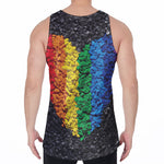 LGBT Pride Rainbow Heart Stones Print Men's Velvet Tank Top