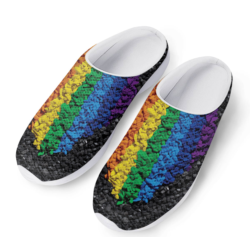 LGBT Pride Rainbow Heart Stones Print Mesh Casual Shoes