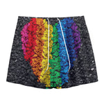 LGBT Pride Rainbow Heart Stones Print Mesh Shorts