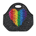 LGBT Pride Rainbow Heart Stones Print Neoprene Lunch Bag