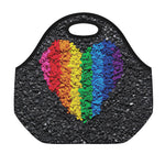 LGBT Pride Rainbow Heart Stones Print Neoprene Lunch Bag