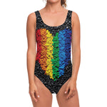 LGBT Pride Rainbow Heart Stones Print One Piece Swimsuit