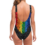 LGBT Pride Rainbow Heart Stones Print One Piece Swimsuit