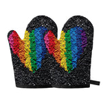 LGBT Pride Rainbow Heart Stones Print Oven Mitts