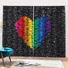 LGBT Pride Rainbow Heart Stones Print Pencil Pleat Curtains