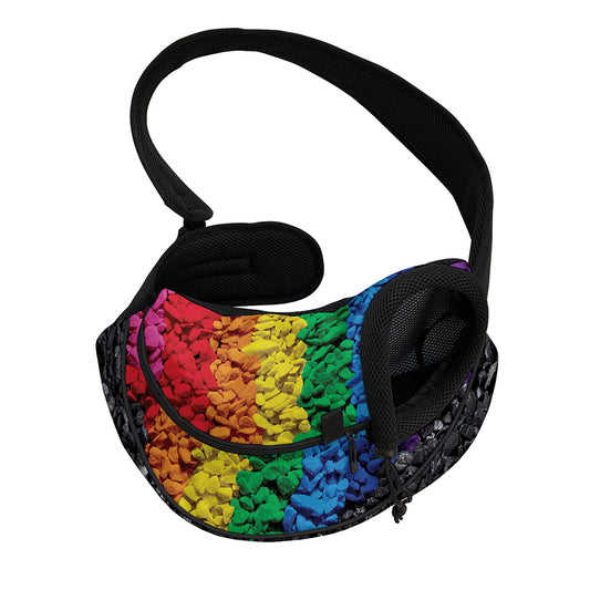 LGBT Pride Rainbow Heart Stones Print Pet Sling Carrier