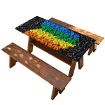 LGBT Pride Rainbow Heart Stones Print Picnic Table Cover