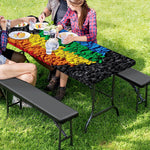 LGBT Pride Rainbow Heart Stones Print Picnic Table Cover