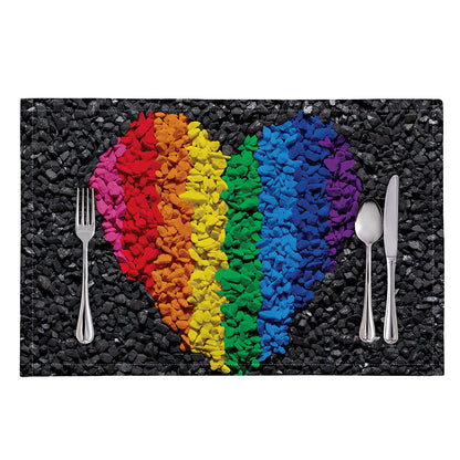 LGBT Pride Rainbow Heart Stones Print Placemat