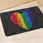 LGBT Pride Rainbow Heart Stones Print Polyester Doormat