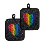 LGBT Pride Rainbow Heart Stones Print Pot Holders