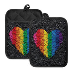 LGBT Pride Rainbow Heart Stones Print Pot Holders With Pocket